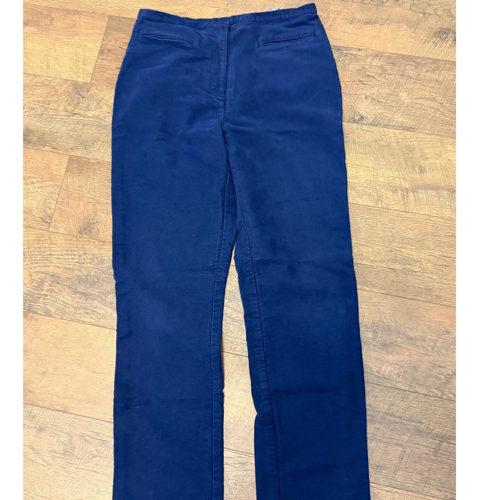 Vintage 90s J. Crew Straight Leg Pants Velour Womens 10 Navy Blue